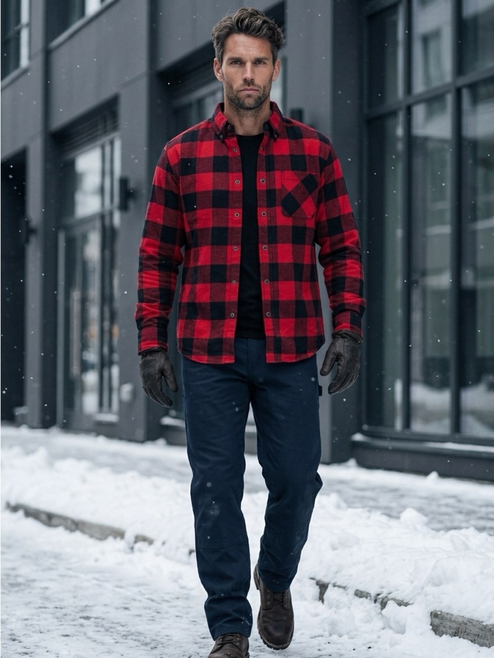 Original Weatherproof Vintage Shirt Mens SM Buffalo Check Flannel L/S Black Red
